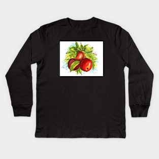 Watercolor Apples On A Tree Kids Long Sleeve T-Shirt